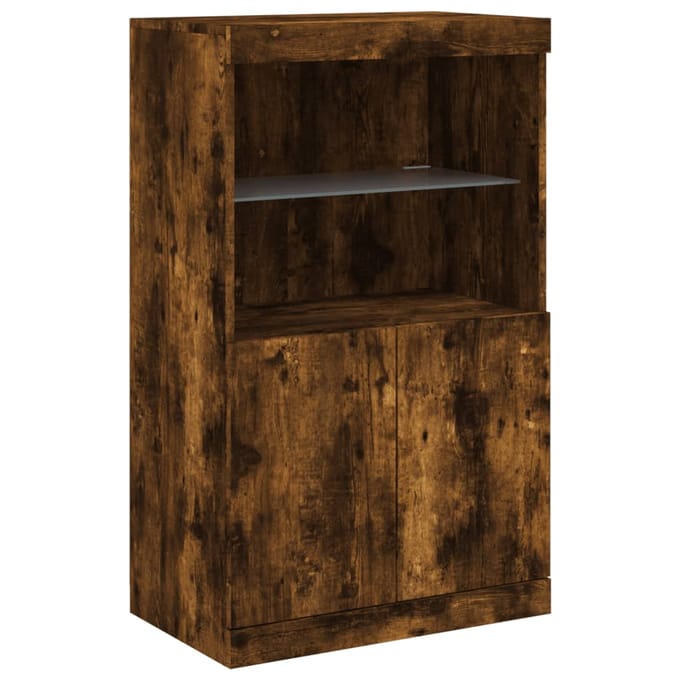 vidaXL - Dressoir - met - LED-verlichting - 60,5x37x100 - cm - gerookt - eikenkleur