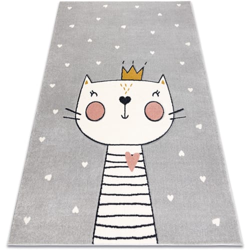 Kleden Rugsx KIDDO tapijt 6106 lichtgrijs / wit katje, 140x190 cm