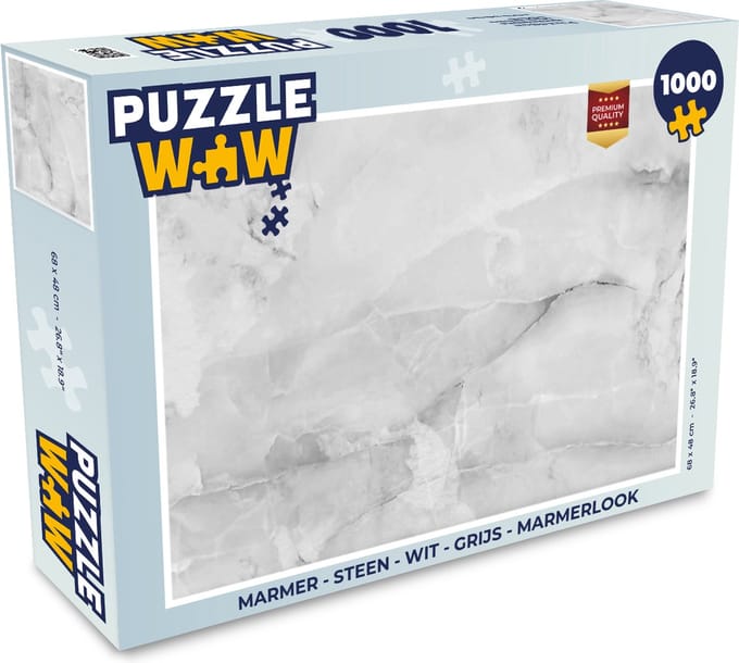Puzzel Marmer - Steen - Wit - Grijs - Marmerlook - Legpuzzel - Puzzel 1000 stukjes volwassenen