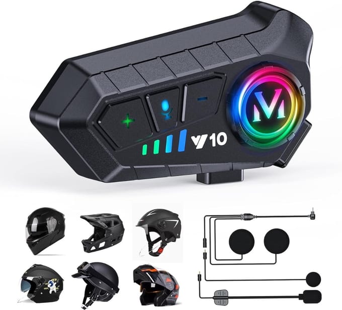 Motorhelm Headset - Intercom - Bluetooth - Oplaadbaar - Zwart - 2 stuks