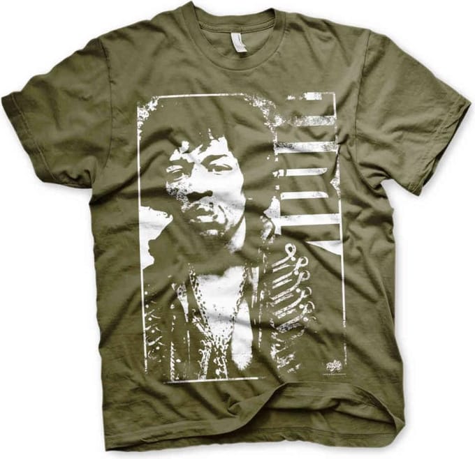 Jimi Hendrix Heren Tshirt -L- Distressed Groen