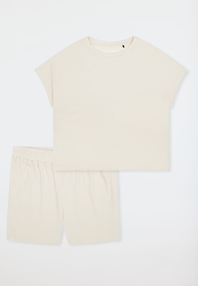 Korte fijnrib jacquard parelmoer pyjama - Casual Feel 36