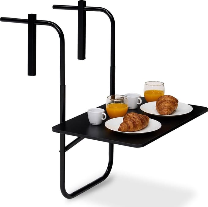Inklapbare Balkontafel - Verstelbaar en Ruimtebesparend - 40 x 60 CM - Zwart