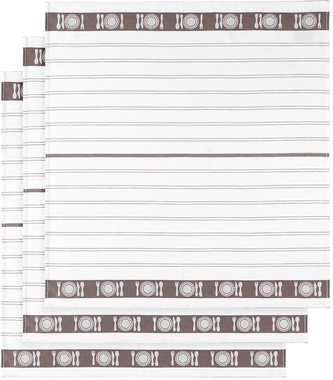 De Witte Lietaer Theedoek BML, Champignon - 3 stuks - 65 x 65 cm - Katoen