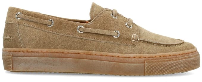 Manfield - Dames - Taupe suède bootschoenen - Maat 40