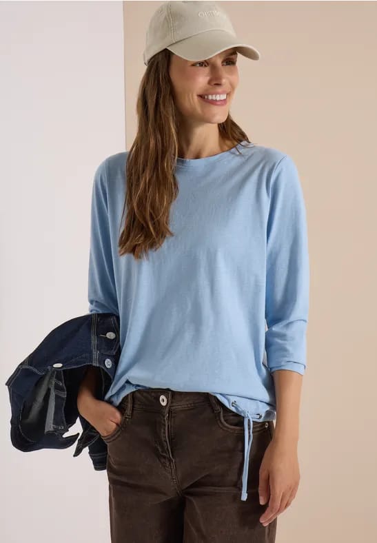 Longsleeve met ronde hals en tunnelkoord