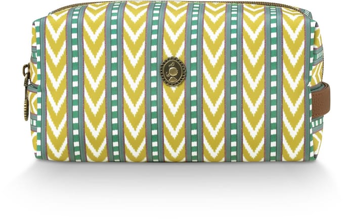 Pip Studio - Coco Make up tasje - Toilettas dames - Voor make-up - Samba Stripe Limoen - 21.5x10x10.5cm