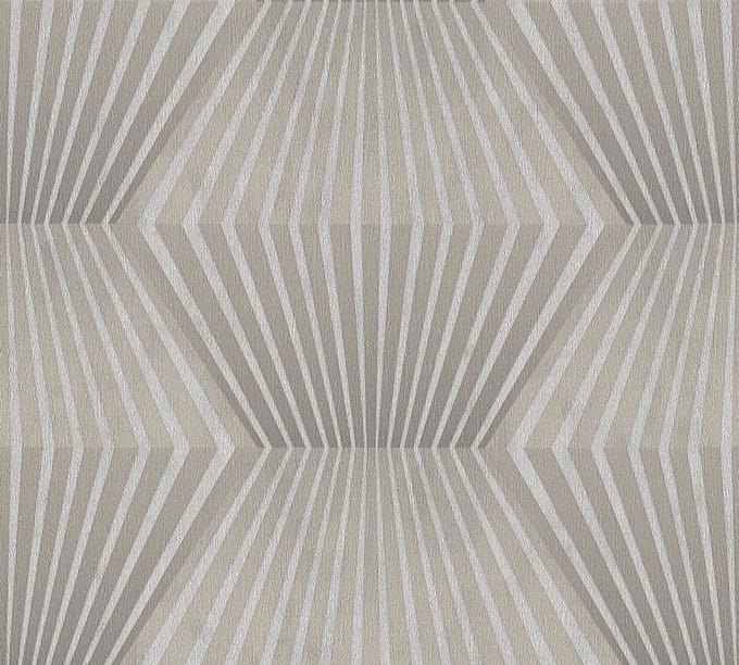 ART DECO BEHANG | Metallic Lijnenpatroon - beige zilver - A.S. Création Titanium 3