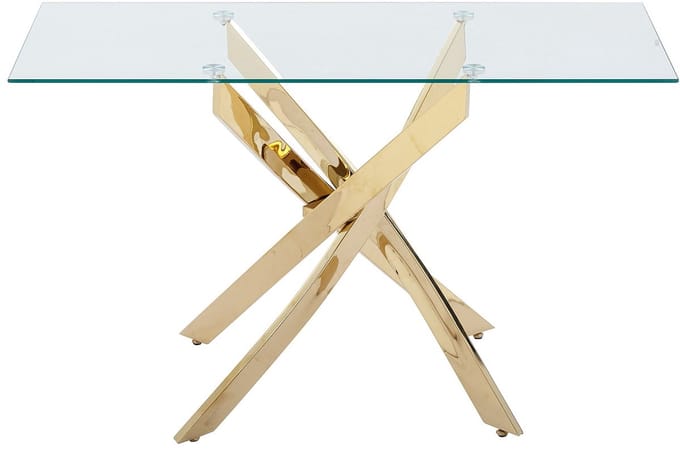 Vente-unique Consoletafel van gehard glas en goudkleurig metaal - Transparant - COSIMA