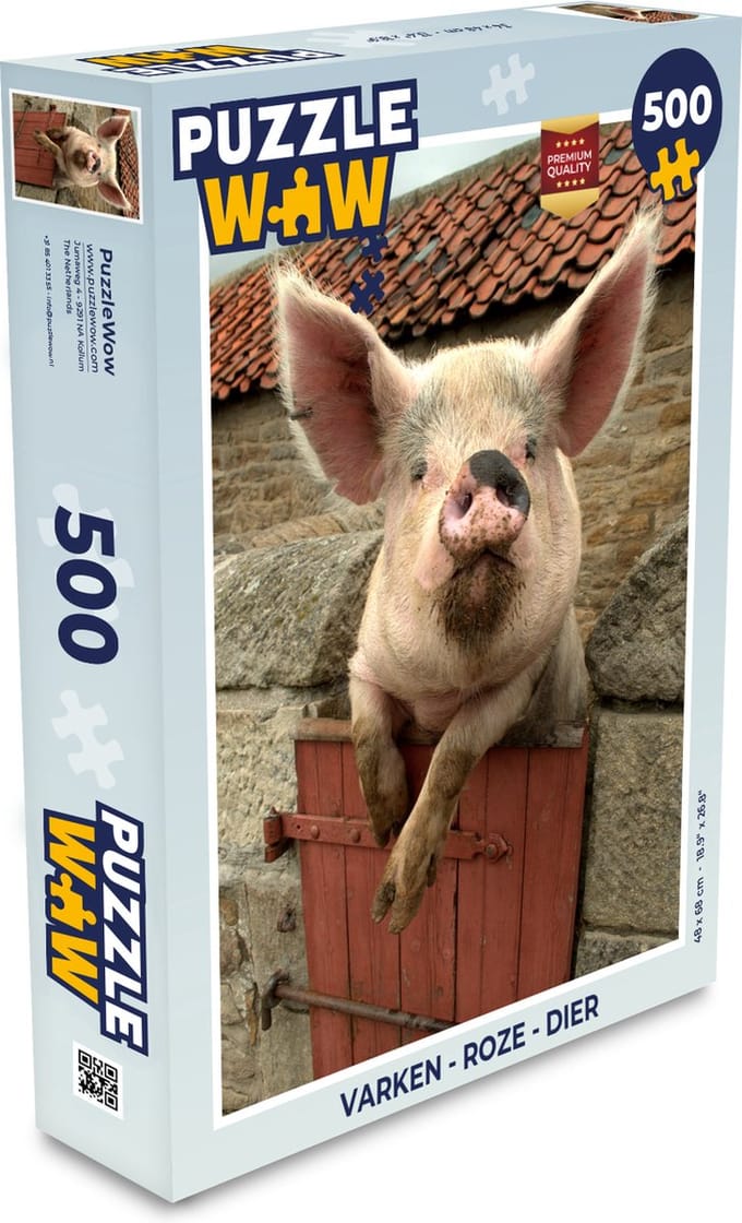 Puzzel Varken - Roze - Dier - Legpuzzel - Puzzel 500 stukjes