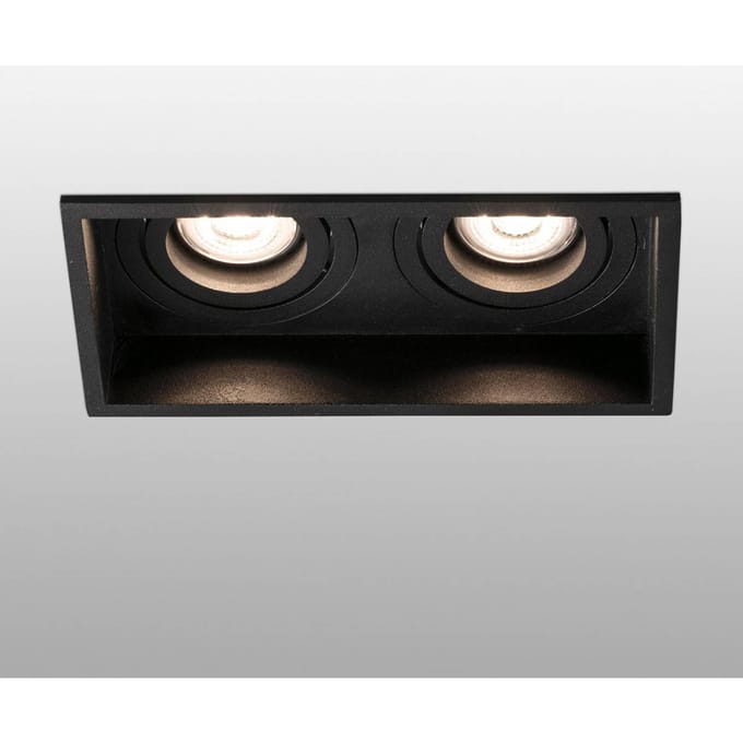 FARO BARCELONA Inbouwlamp Hyde, 2-lamps draaibaar in zwart