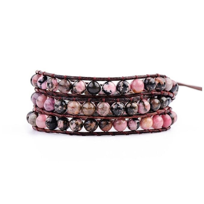 Sorprese armband - Earth - armband dames - wikkelarmband - roze - leer - cadeau - Model H - Sinterklaas - Kerst - Cadeau