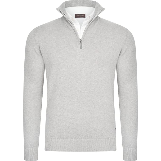 Cappuccino Italia - Heren Trui Pullover Zip Mock - Grijs - Maat M