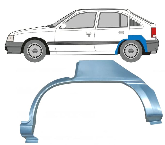 Reparatiepaneel achterspatbord voor Opel Kadett E Astra 1984-1993 / Links