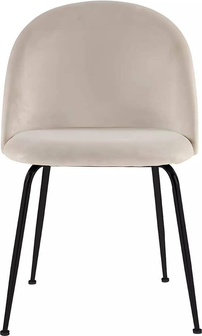 Vente-unique Set van 2 stoelen MELBOURNE - Fluweel en mat zwart metaal - Beige
