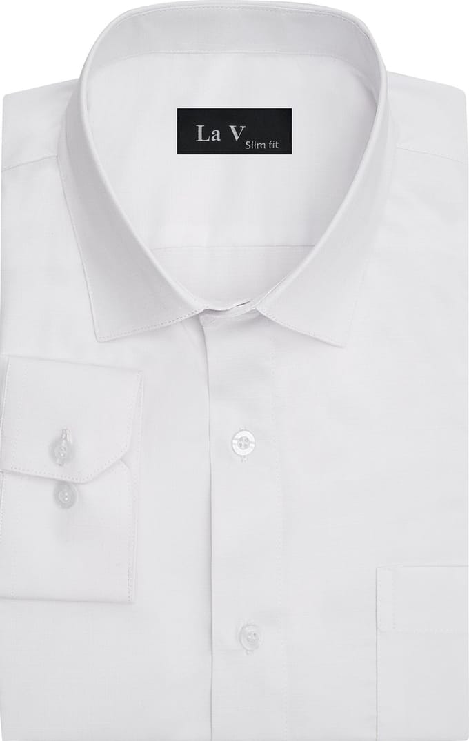 La V heren overhemd slim fit met strijkvrij Wit M