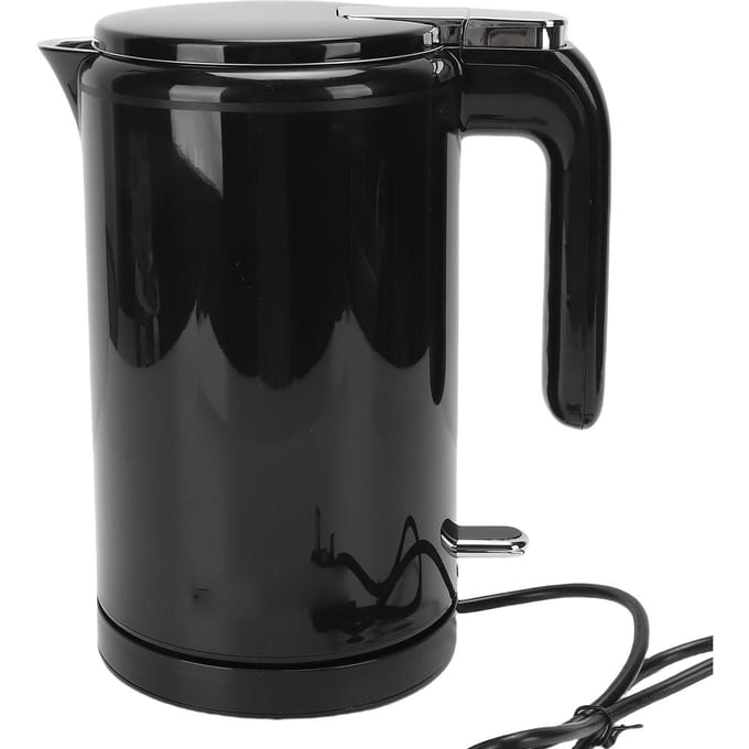 Elektrische Waterkoker 2L RVS Waterkoker Verwarmer Droogkoken 1500W Snelkokend Dubbellaags Verdikt black