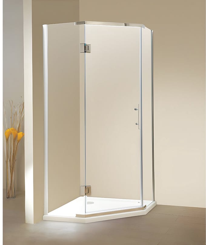 Vente-unique Douchewand met klapdeur - douchebak inbegrepen - ARDIA - 90 x 90 x 185 cm