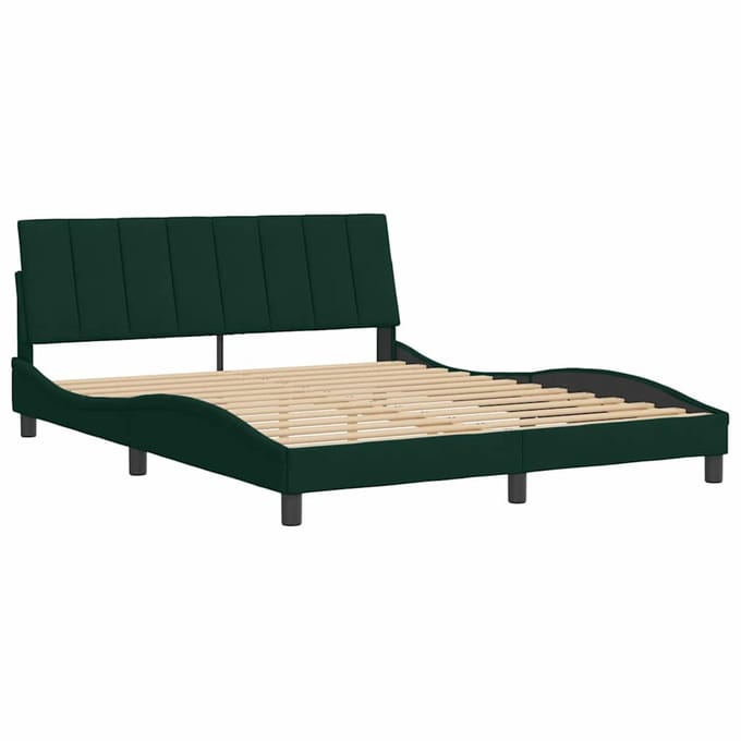 vidaXL - Bedframe - zonder - matras - "Hanko" - 160x200 - cm - fluweel - donkergroen