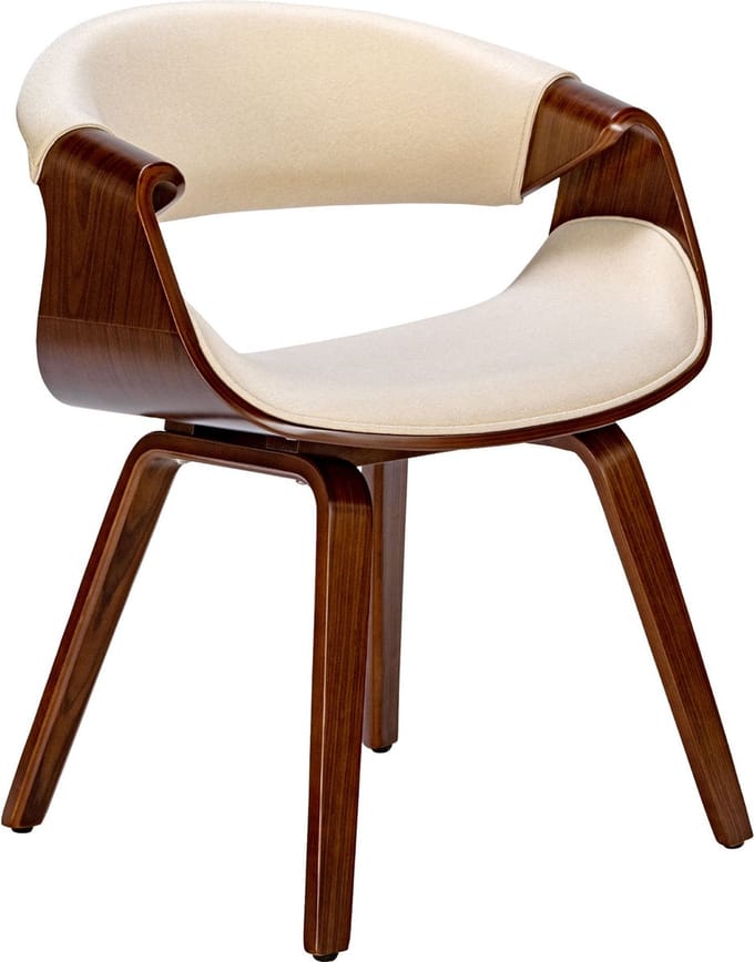 CLP Foley Eetkamerstoel - Met armleuning - Houten frame - walnoot/creme Stof