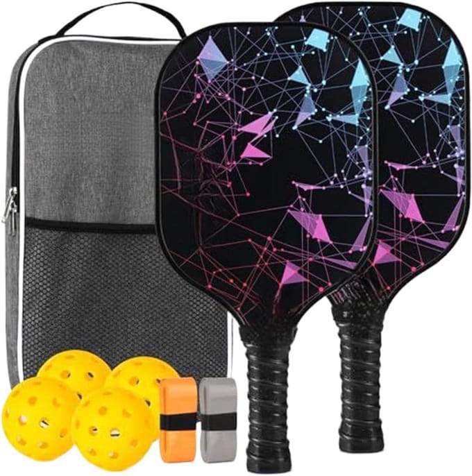 Pickleball racket set - Sport set - Buiten sporten - Glasvezel constructie - 40 x 24 x 3 cm