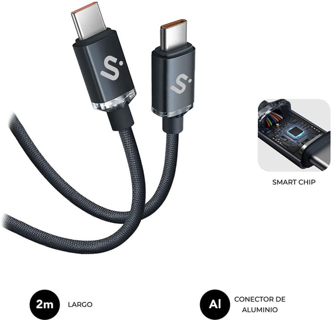 SUBBLIM SUBCAB-C06002 USB-kabel USB 2.0 2 m USB C Zwart