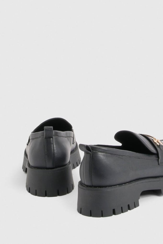 boohoo Dames Chunky T-bar Loafers | Zwart | Maat: 38