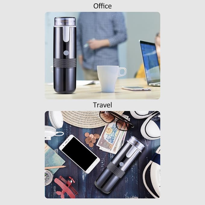 Draagbaar koffiezetapparaat, 170 ml draadloze elektrische espressomachine Mini oplaadbare capsule koffie zwart