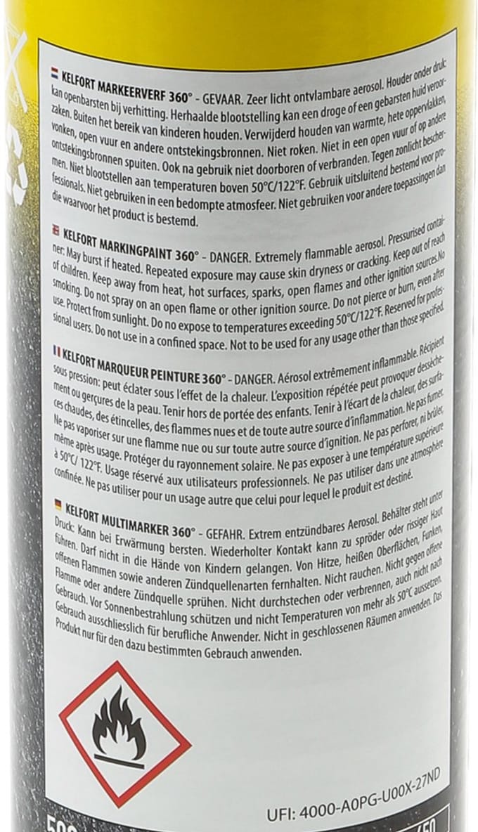 Kelfort Markeerverf 360 Graden Fluor Geel 500ml - 1526293