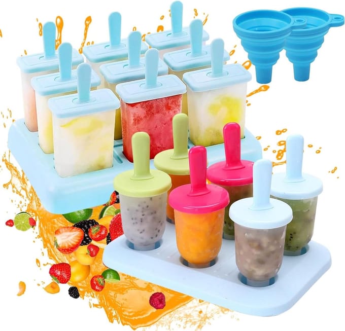 15pcs Ice Molds Popsicle Molds Reusable Ice Molds Popsicle Molds with Plastic Rods, Cylindrical and Square Ice Mold - ShopVlot