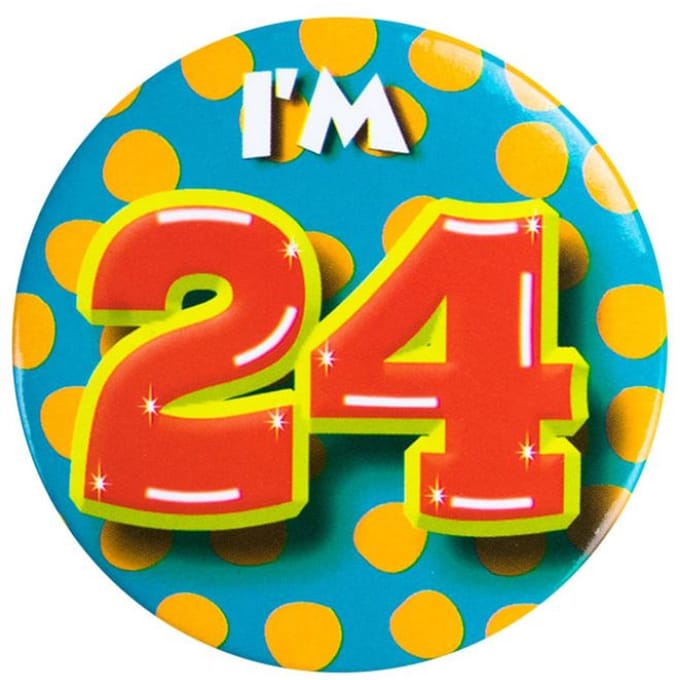 Paper Dreams Button I'm 24 Staal 5,5 Cm Geel/rood/blauw