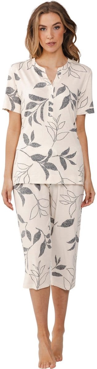Pastunette Premium Pyjama Leaf Shadows - Viscose - Beige/Grijs - Maat 44