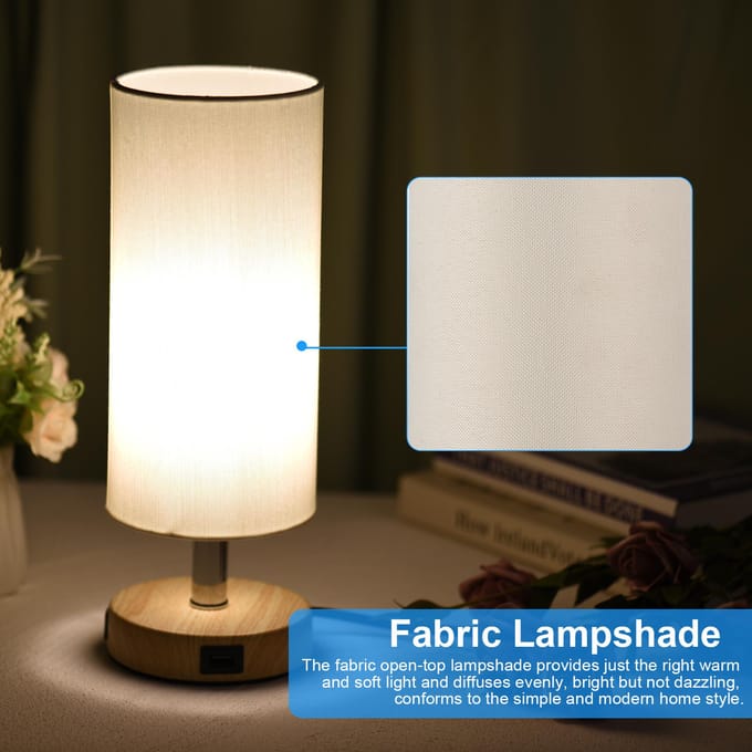 Tafellamp met aanraakbediening en bureaulamp met E26 LED-lamp Warm wit licht Moderne tafellamp US Plug beige