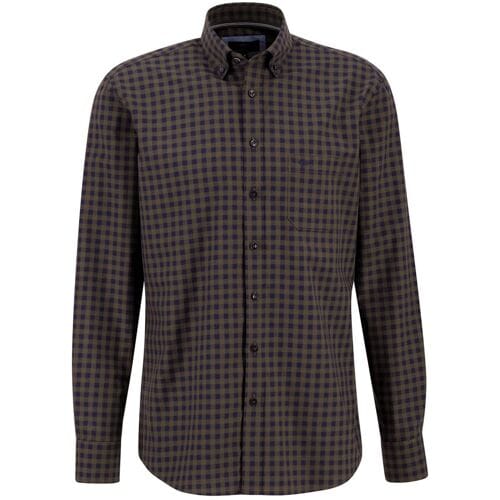 Fynch-Hatton Overhemd Allover Check Button Down Deep Forest / male