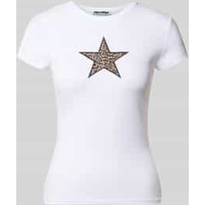 T-shirt met stitching en ronde hals