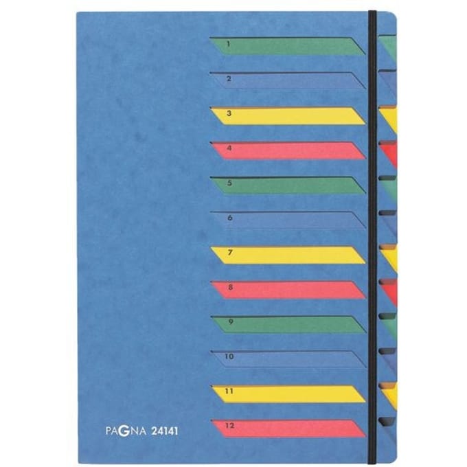 PAGNA sorteermap, voor A4, A-Z, 12 waaiers, karton, blauw