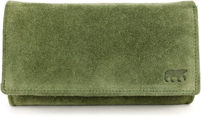 Bear Design Sweety XL Suede Leren Overslagportemonnee - Mosgroen