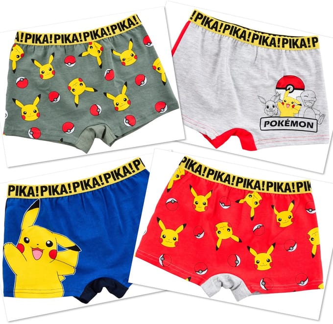 Pokemon Boxershort - Set van 4 Stuks - Pikachu - Katoen - Maat 116/128 - 6/8 Jaar