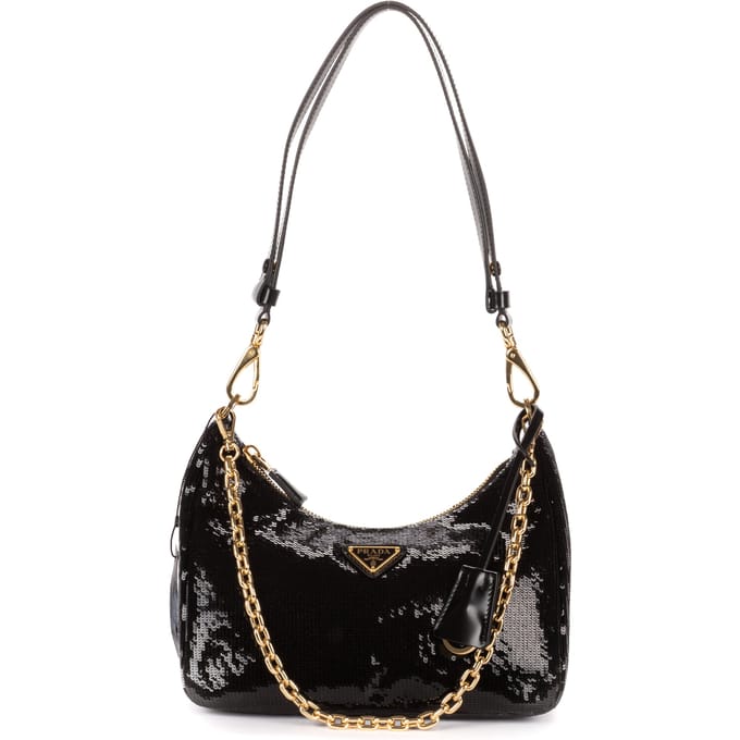 Re-Nylon Sequinned Mini  schoudertas