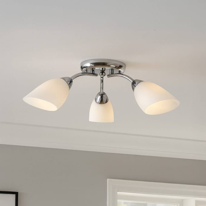 Milagro Lighting Plafondlamp Portos, 3-lamps, wit/chroom, metaal, Ø 54 cm