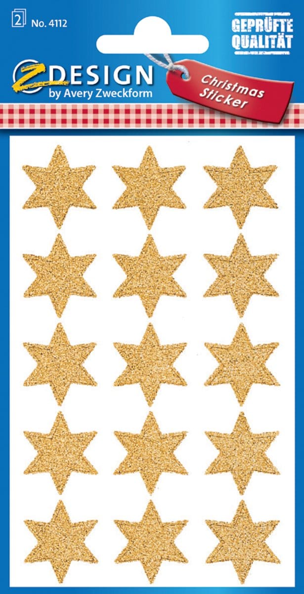 Avery Etiket Z-design Christmas - pakje a 2 vel gouden sterren