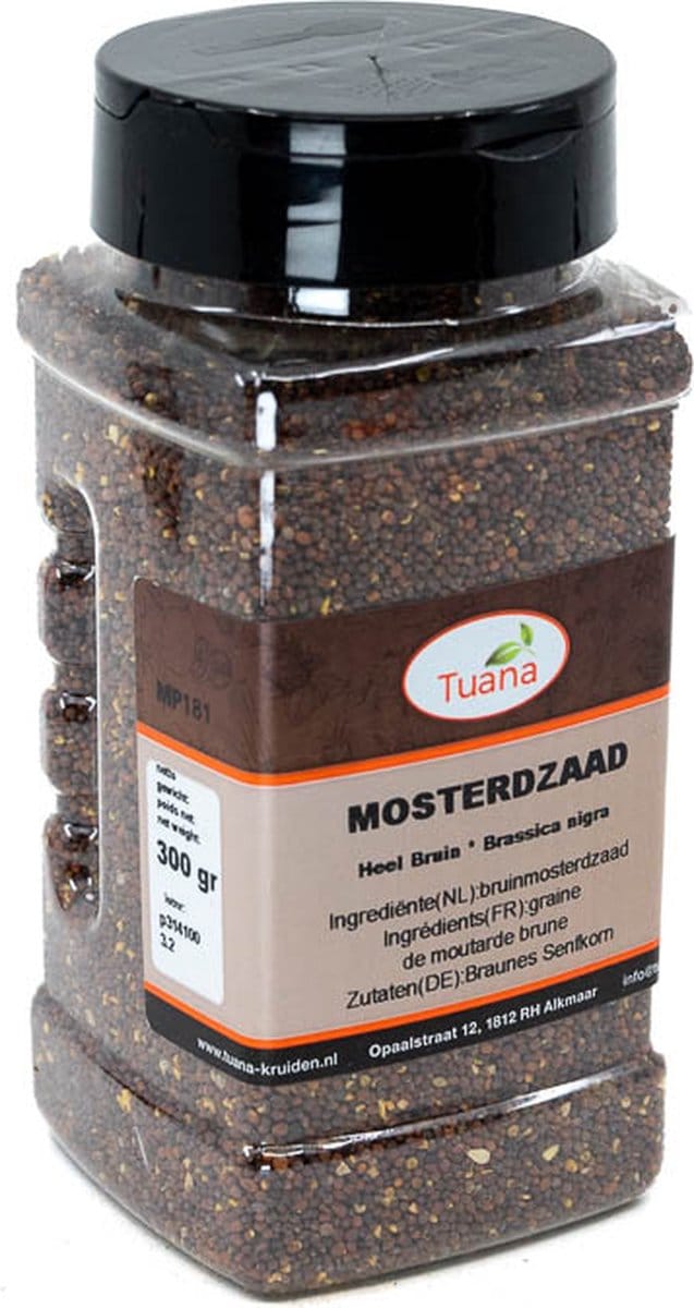 Tuana Kruiden - Mosterdzaad Bruin Heel - Strooibus 200 Gram - Tuanashop - MP-M-0011