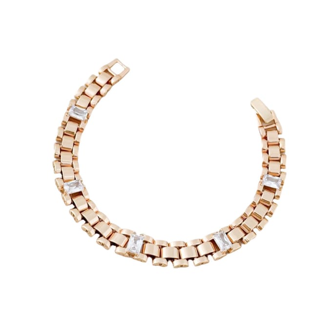 Baguette Interlaced Chain Bracelet Gold 18K