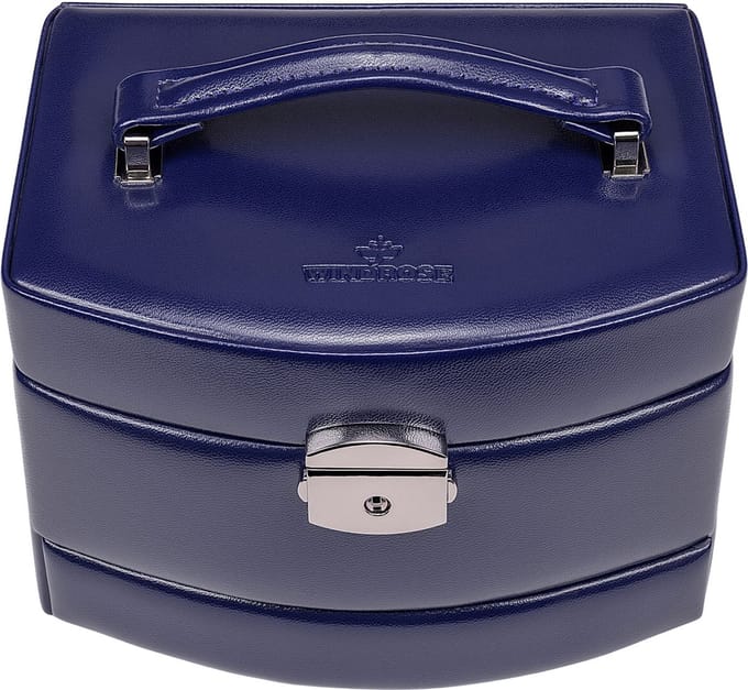 WINDROSE Sieradendoos Merino Moda Jewellery Box Automatic Dark Blue Donkerblauw