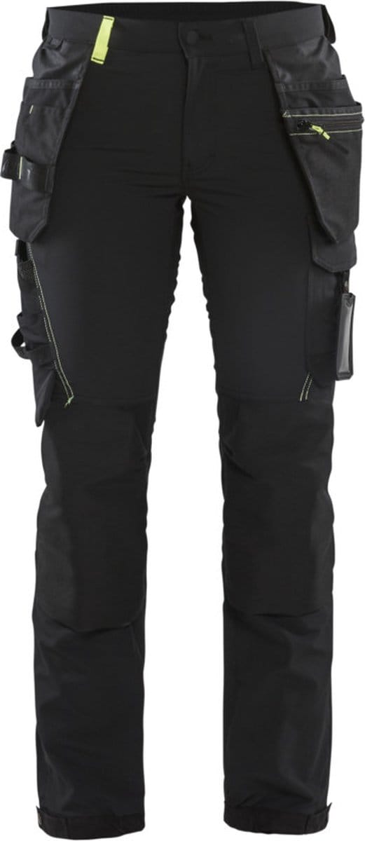 Blaklader Dames 4-weg stretch werkbroek 7192-1645 - Zwart/High Vis Geel - D21
