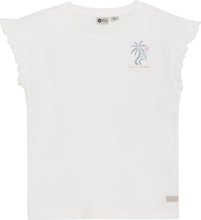 Daily7 Zomer T-shirt S/S meisjes - wit - print