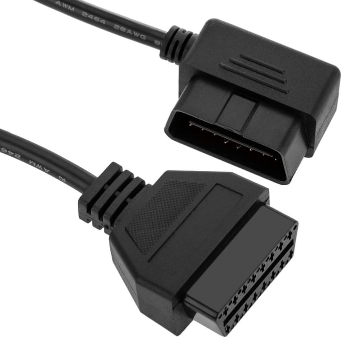 BeMatik - OBD2 splitterkabel 16 pins mannelijk 90º naar drievoudig vrouwelijk