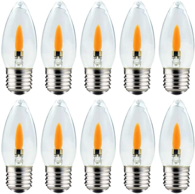 10x LED Kaarslamp C35 E27 1W Helder Vlameffect Warmwit Dimbaar