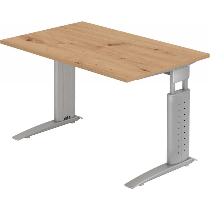 UNDA 12 S | Bureau - 120x80 Tafelhoogte I In hoogte verstelbaar Essen-Eik/Zilver