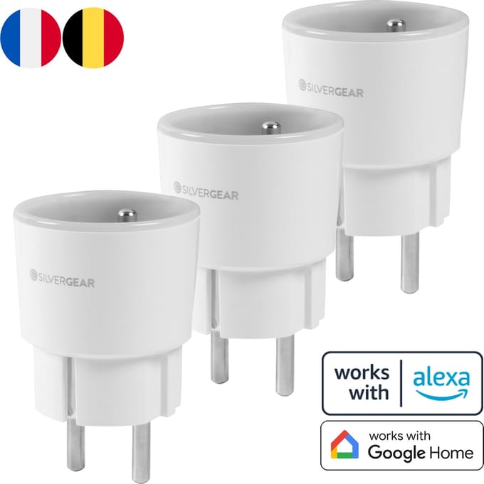 Silvergear Slimme Stekker Met Penaarde voor België - Smart Plug Google Home & Alexa - 3 Pack